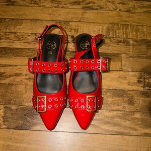 Red Buckle Women's Heels